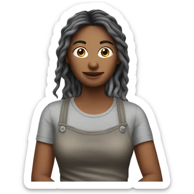 woman holding spaghetti in grey shirt sticker
