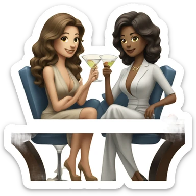rich caucasian women two friends sipping martinis brunettes sticker