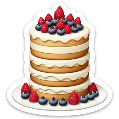 A layered tower of desserts with frosting sticker