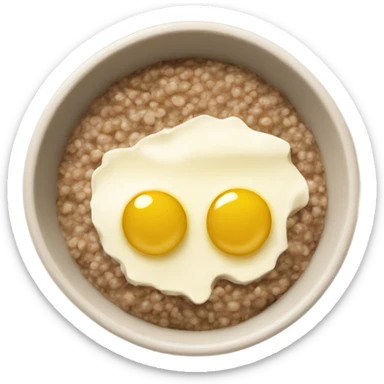 buckwheat porridge in a bowl with a piece of butter  sticker