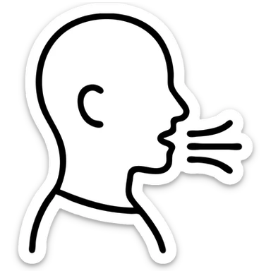outline icon of a person breathing through the mouth, linear, simple sticker
