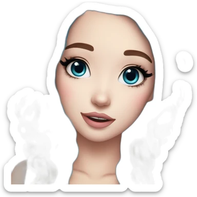 belle delphine winking with makeup and blue hair sticker