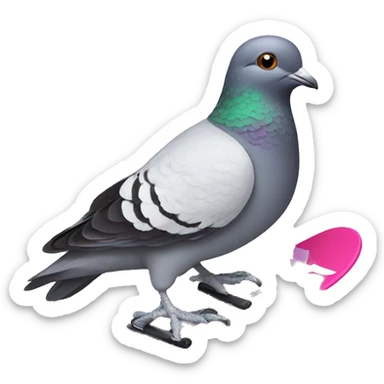 Pigeon on skis sticker