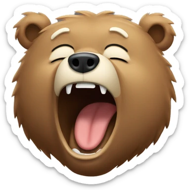 Tired bear yawning covering mouth with its eyes closed sticker