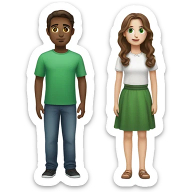 My best friend with brown eyes and brown hair with me with green eyes and brown hair sticker