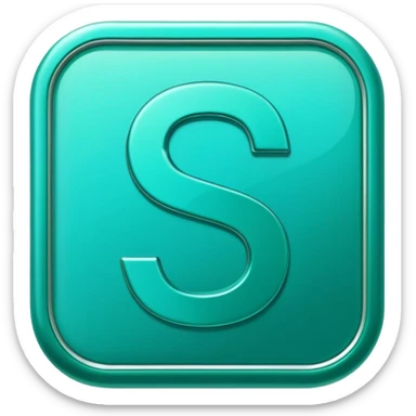 Create a custom emoji badge featuring a stylized, glossy letter “S”. Use the Platinum rank style from League of Legends: teal-green metallics, reflective surfaces, and a futuristic elegant frame. Vibrant and high readability.
 sticker