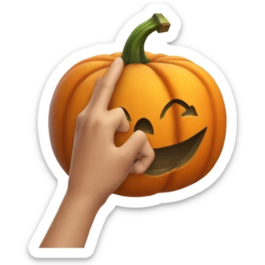 a pumpkin giving a hand salute sticker