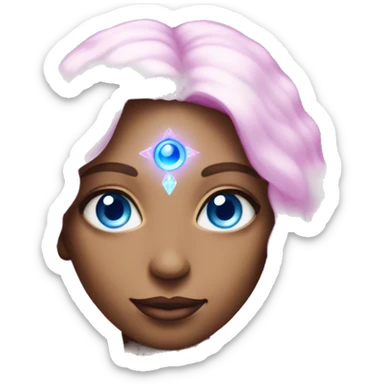 magical diva with thin pink andromedan skin long hair and blue eyes glowing third eye sticker