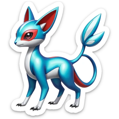 Shiny Colorful Futuristic Vernid-Trico-Meloetta-Latias-Koraidon-Peppercat-Protogen-Pokémon-Digimon-Fakémon-fusion-hybrid-creature sticker