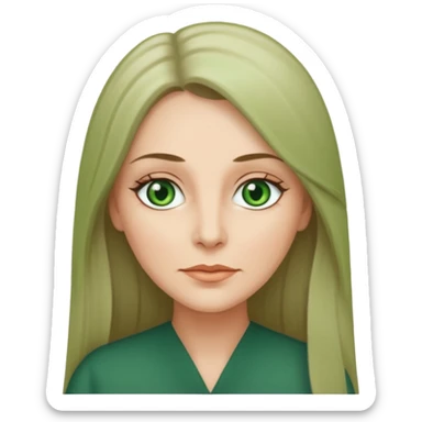 middle age woman with green eyes and long straight ash hair sticker