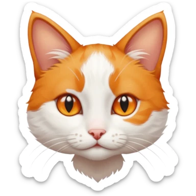 tiny + skinny ginger and white cat with deep orange eyes sticker