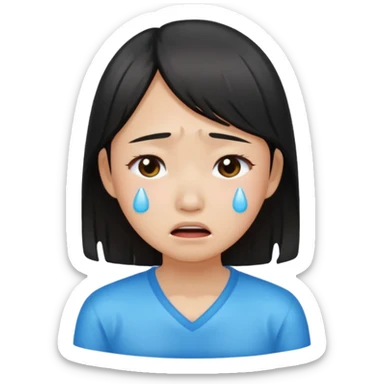 Crying asian girl with clean vibe sticker