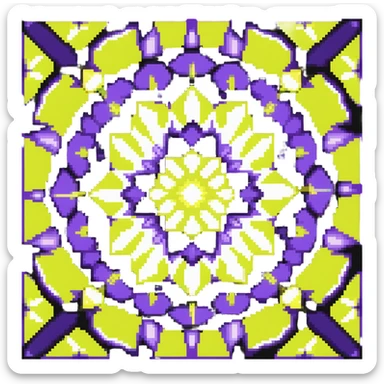 kaleidoscope effect with 6 facets, black, white, and neon yellow sticker