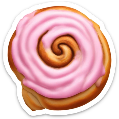 Cinnamon bun with pink icing  sticker
