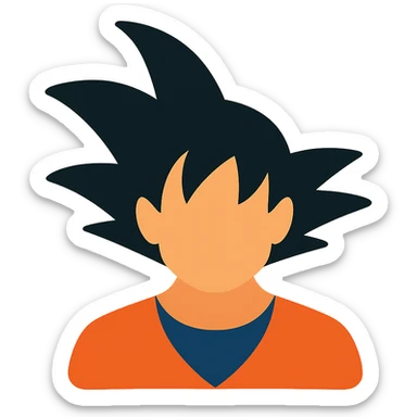 flat color icon of GOKU, emphasizing silhouette and signature hairstyle sticker