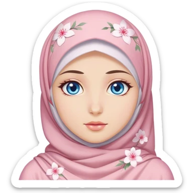 Turkish beautiful finish Konya girl blue eyes with hijab and Sakura dress sticker
