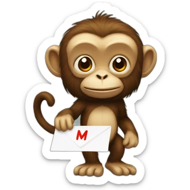 Monkey with a letter M simplistic gremlins sticker