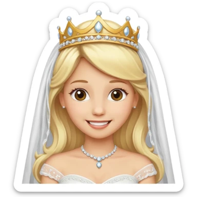 blonde bride tiara and veil sticker