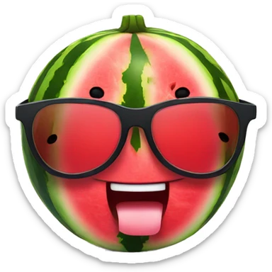 A cartoon watermelon that is wearing sunglasses  sticker