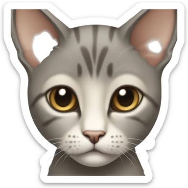 Thai breed realistic adult cat with a light cream-brown body, full dark gray face, ears, and paws. Short fur, sharp ears, striking light blue eyes  sticker