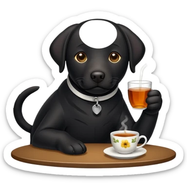 Cup of Tea cake black Labrador  sticker