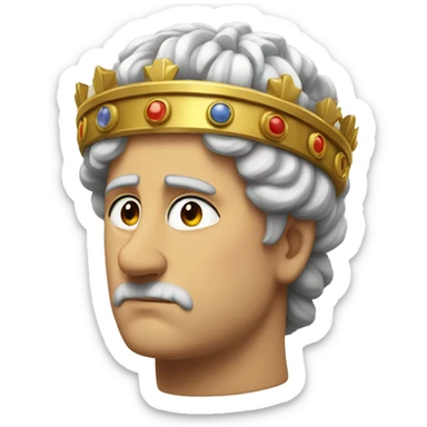 Sad Emperor: A Roman emperor wearing a laurel crown and toga, looking down with a tear rolling down his cheek, expressing sadness—perhaps over a political loss or defeat. sticker