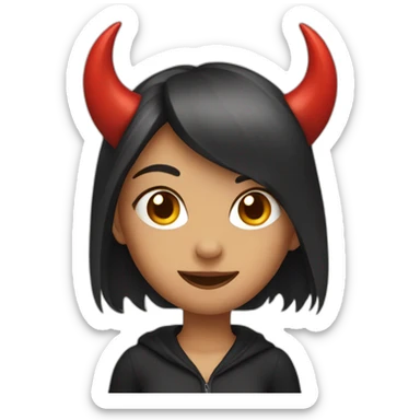 girl with devil horns sticker