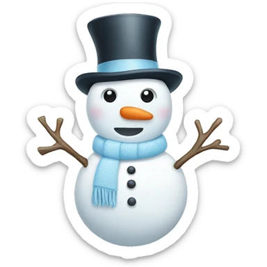 Cute white and light blue snowman sticker