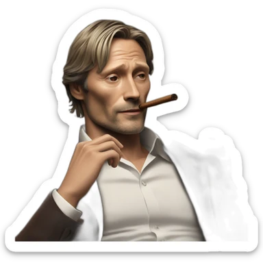 Mads Mikkelsen with cigar sticker