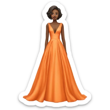 orange wedding dress with deep V sticker