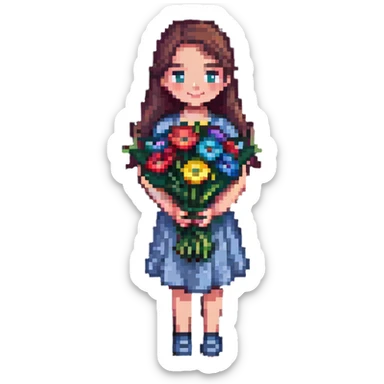 a cool girl holding a bouquet of flowers sticker