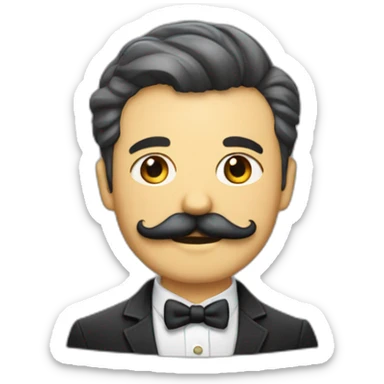 Une personne avec la moustache Charlot et les cheveux plaqués sur le côté  sticker