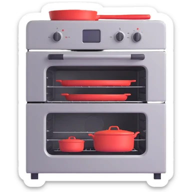 oven with kitchen utensils sticker