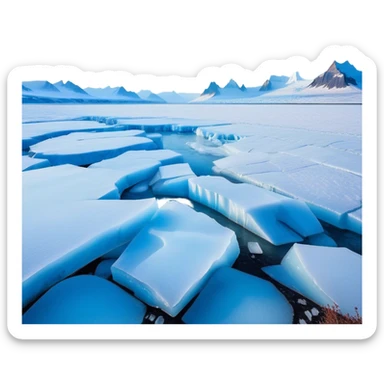 Cinematic Realistic Tundra with Glaciers Emoji in a wooden frame, Vast and frozen, with endless expanses of snow-covered ground interrupted by massive glaciers creeping across the landscape. Jagged ice formations rise in the distance, their icy blue tones contrasting with the pale, frosty sky above. Sparse grasses and hardy shrubs cling to the frozen earth, fighting against the relentless cold. The light reflects off the snow and glaciers, casting a soft glow across the desolate yet majestic terrain. Soft glowing outline, capturing the essence of a serene, stark wilderness where glaciers dominate and life endures in the harshest conditions. sticker