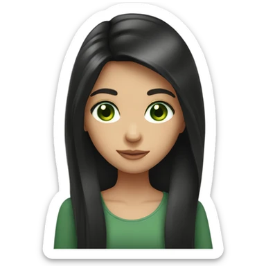 girl with dark brown long hair and green eyes sticker