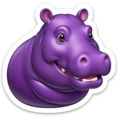 A hippo made of eggplant sticker