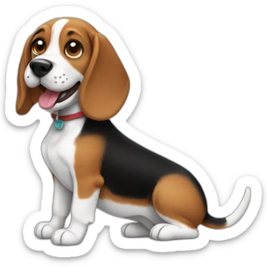 beagle dog smiling brown and black sticker