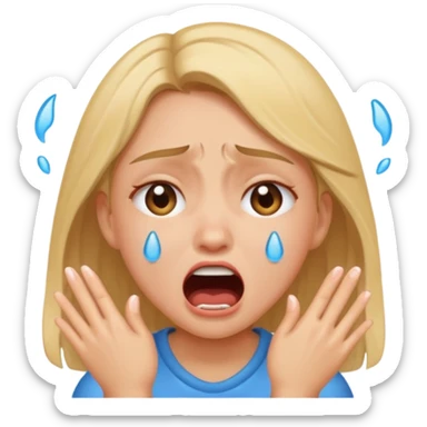 girl crying with shout sticker