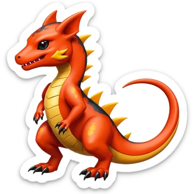 Oily smooth glossy Charmeleon-Zeraora-Salandit-fusion sticker