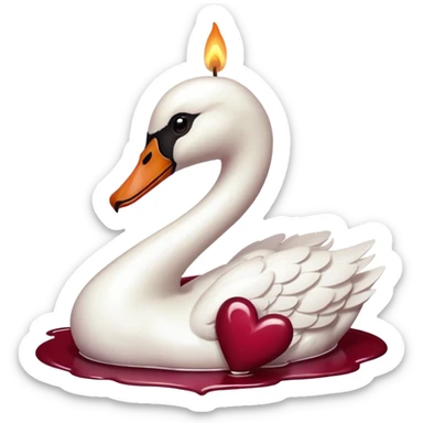 Maroon heart, swan , candle sticker