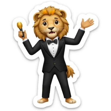 Lion that is singing in a tuxedo at the beach  sticker
