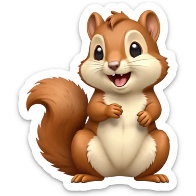 cinematic-cute-yawning squirrel-portrait-emoji,-head-tilted-playfully-and-inquisitively,-featuring-a-fluffy,-vibrant-auburn-fur-with-a-delicate-cream-belly-and-a-bushy-tail,wide-open yawn, revealing a soft grey  -round,-sparkling-eyes-filled-with-curious-mischief, sticker