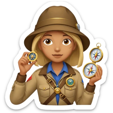 Girl + compass,Jungle Explorers. sticker