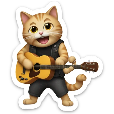 Cat playing guitar  sticker