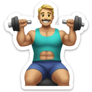 hombre con buen fisico entrenando en el gimnasio sticker