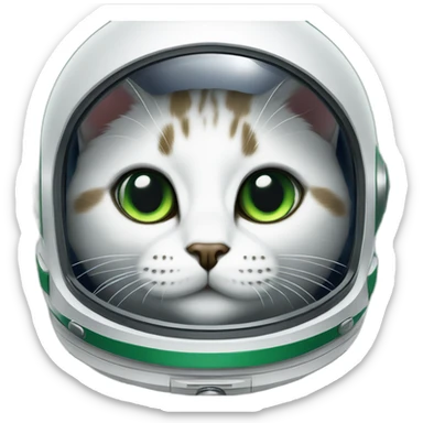 gato astronauta casi blanco con ojos verde sticker