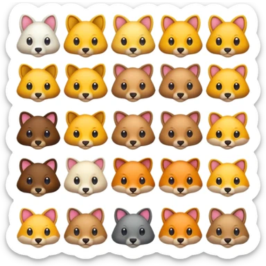 Find the different emoji challenge.
Use animal emojis with no visible facial expressions.
Focus on body shape, tail, ear, or color differences.
Minimal background.
Hard difficulty. sticker