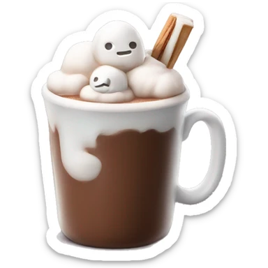 Hot chocolate with a marshmallow on top sticker
