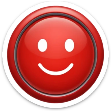 red button, front view, with a slight shadow sticker