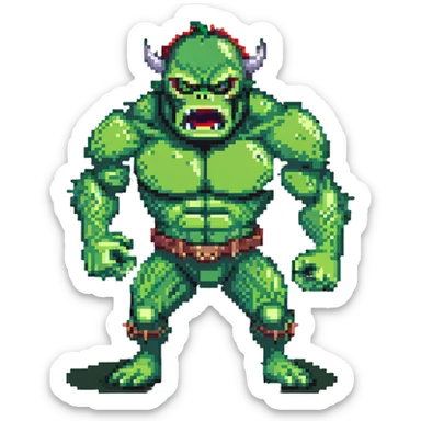 Hulk fighting, green monster superhero in action sticker